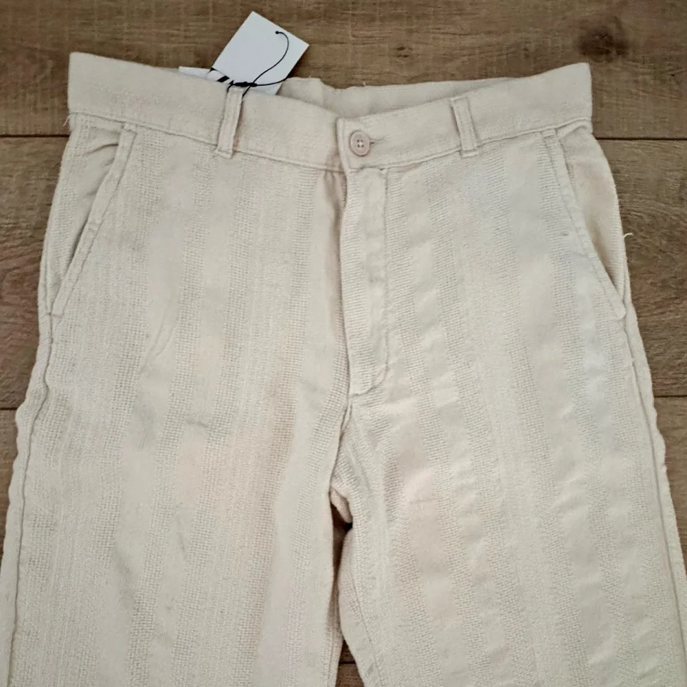 Men's Relaxed Fit‎ Resortwear Beige Trouser Pants Size 32 Beachy Travel Coastal